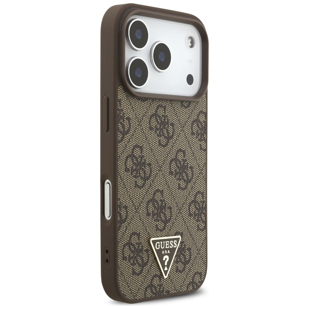 MagSafe-skal för Apple iPhone 17 Pro, Guess, 4G Triangle Logo med Pearl Strap, Brun