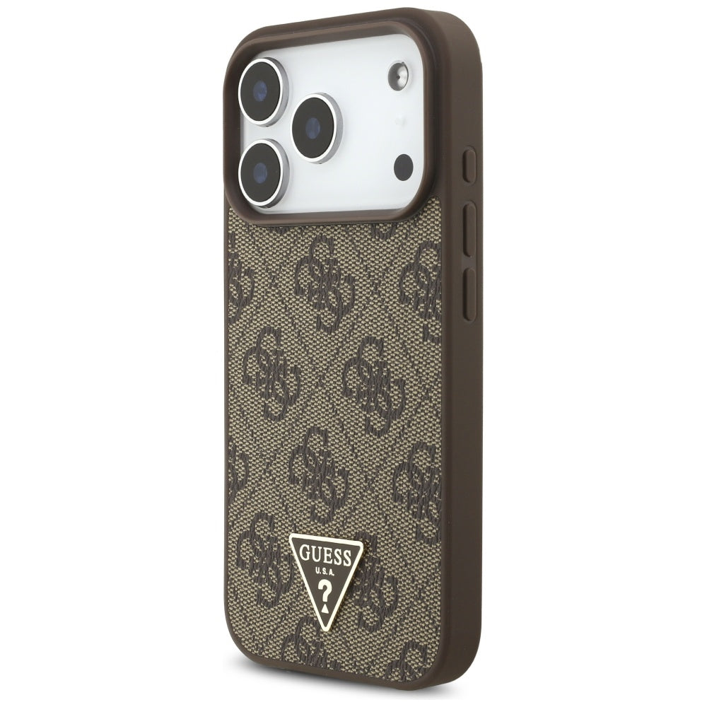 MagSafe-skal för Apple iPhone 17 Pro, Guess, 4G Triangle Logo med Pearl Strap, Brun