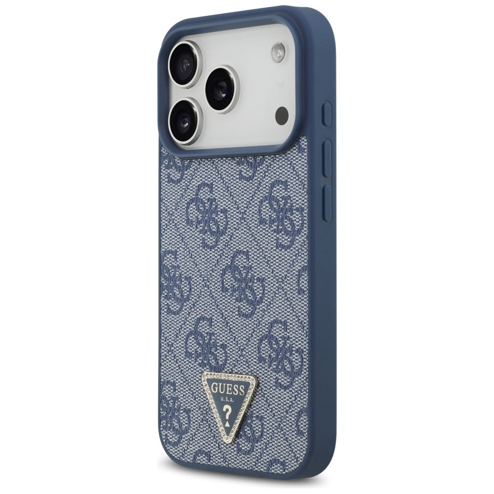 MagSafe-skal för Apple iPhone 17 Pro, Guess, 4G Triangle Strass, Blå