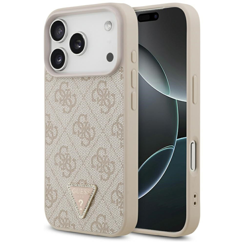 MagSafe Case for Apple iPhone 17 Pro, Guess, 4G Triangle Strass, Pink