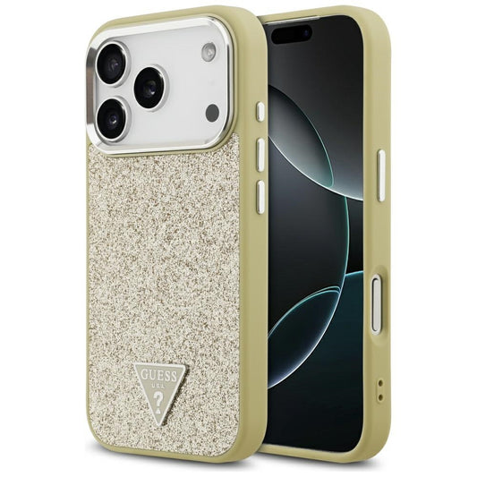 MagSafe-skal för Apple iPhone 17 Pro, Guess, Glitter Triangle Logo, Guld