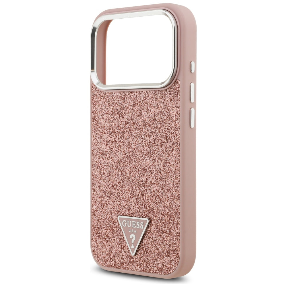 MagSafe-skal för Apple iPhone 17 Pro, Guess, Glitter Triangle Logo, Rosa