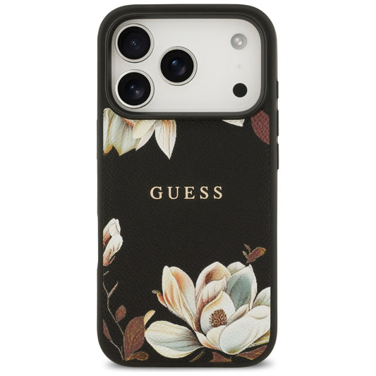 MagSafe-skal för Apple iPhone 17 Pro, Guess, Grained Flowers, Svart