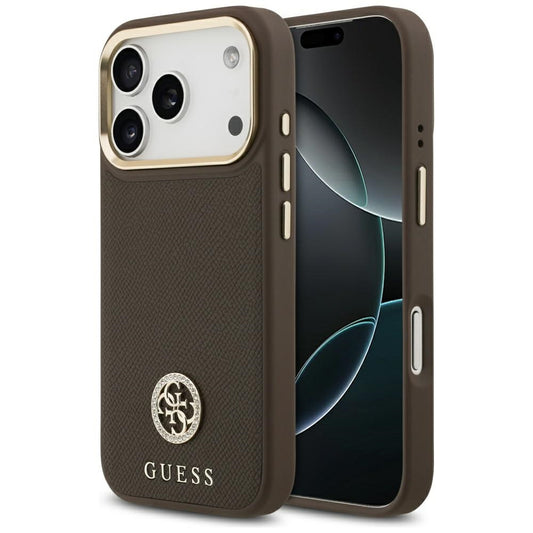 MagSafe-skal för Apple iPhone 17 Pro, Guess, Grained Strass Logo, Brun