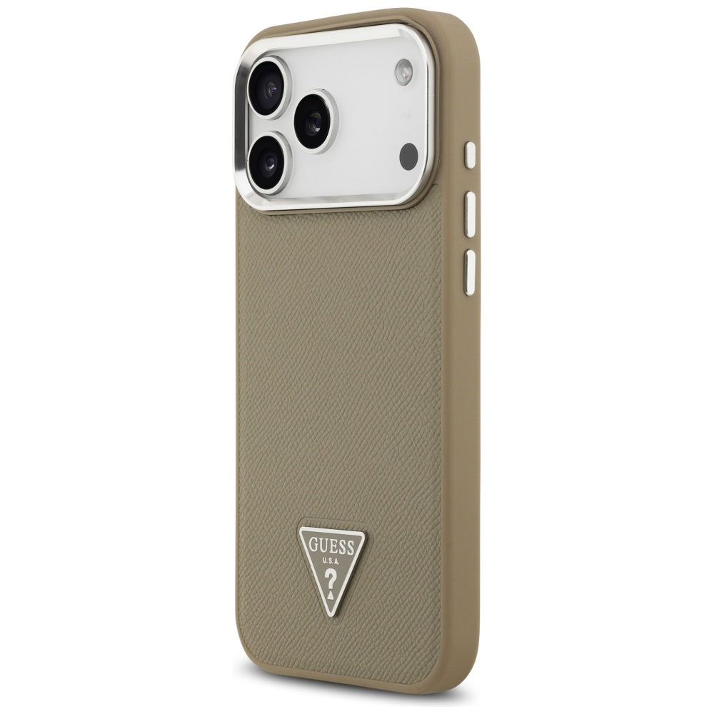 MagSafe Case for Apple iPhone 17 Pro, Guess, Grained Triangle Logo, Brown
