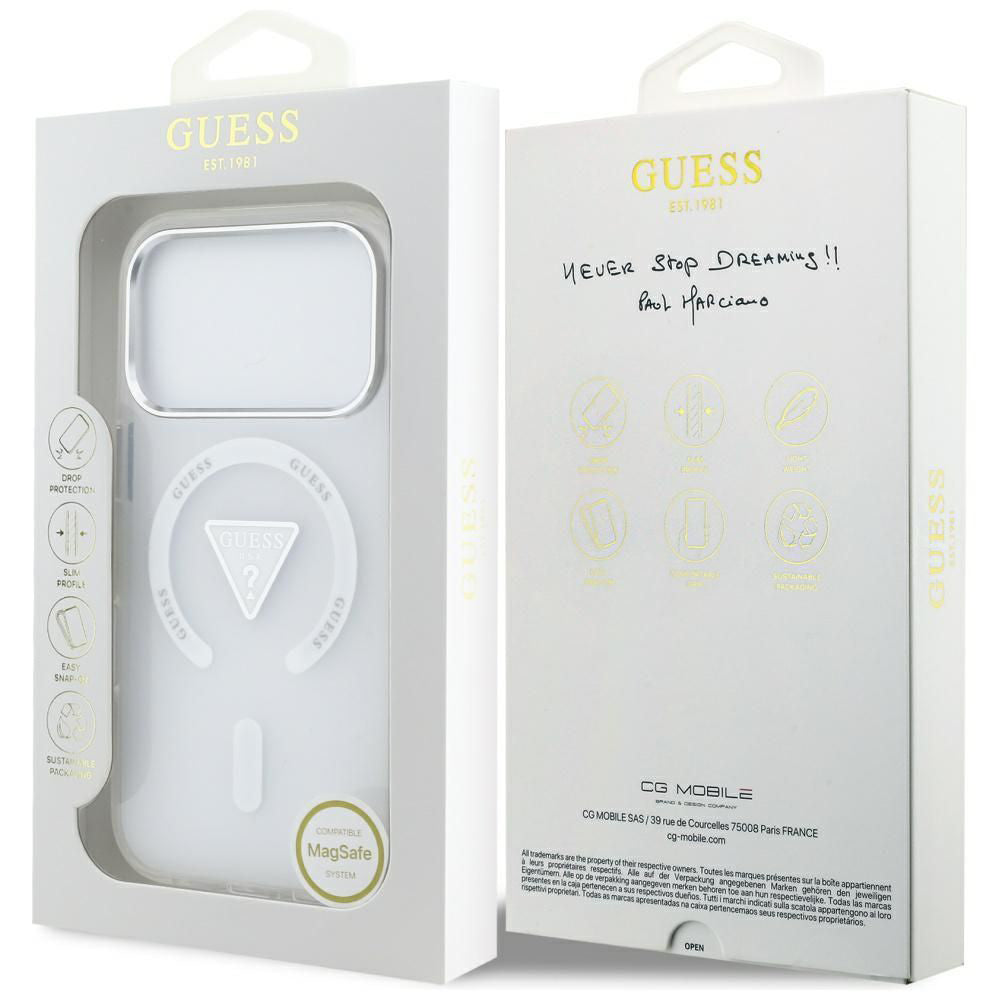 MagSafe-skal för Apple iPhone 17 Pro, Guess, IML Gradient Triangle Logo, Transparent