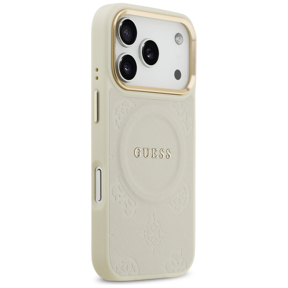 MagSafe-skal för Apple iPhone 17 Pro, Guess, Peony Hot Stamp, Beige