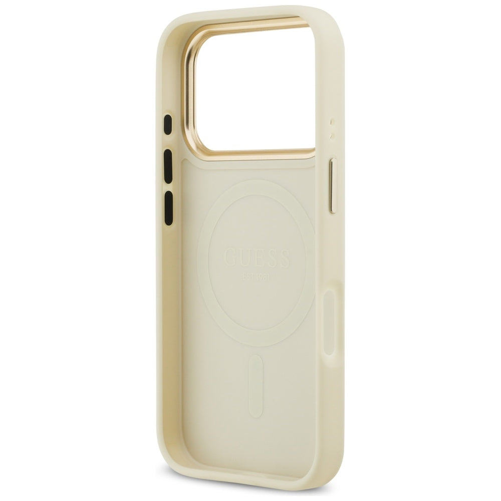 MagSafe-skal för Apple iPhone 17 Pro, Guess, Peony Hot Stamp, Beige