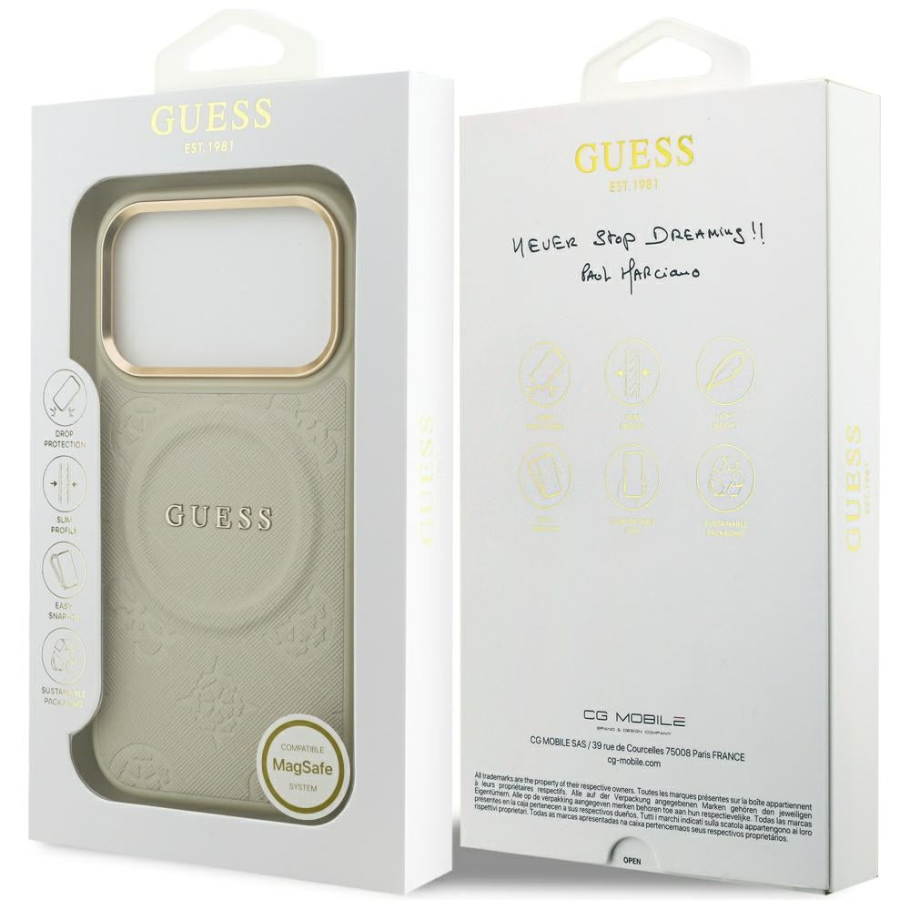 MagSafe-skal för Apple iPhone 17 Pro, Guess, Peony Hot Stamp, Beige