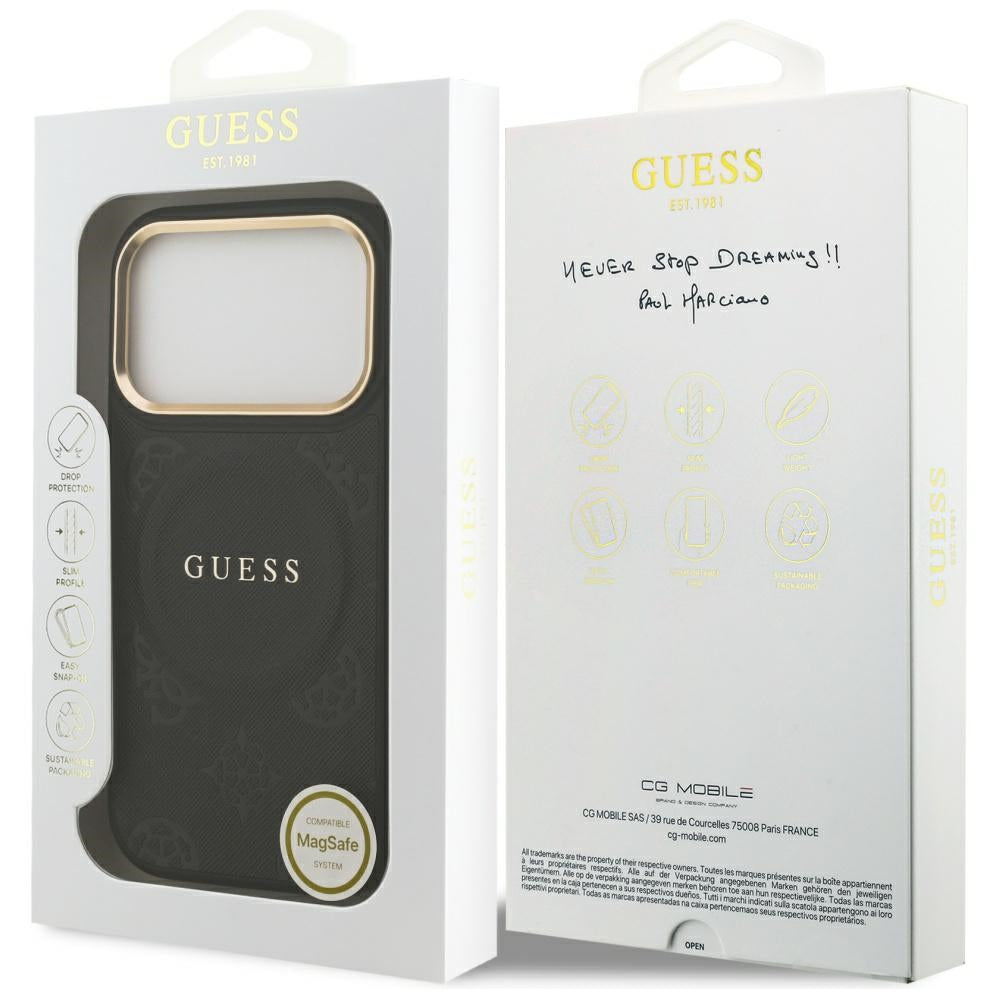 MagSafe-skal för Apple iPhone 17 Pro, Guess, Peony Hot Stamp, Svart