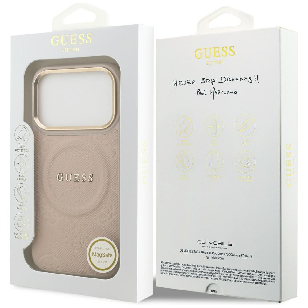 MagSafe-skal för Apple iPhone 17 Pro, Guess, Peony Hot Stamp, Rosa