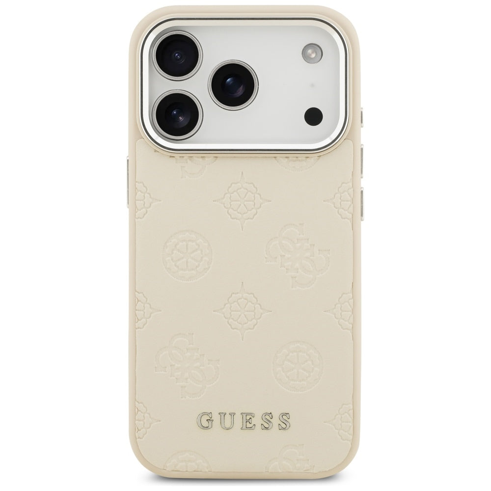 MagSafe Case for Apple iPhone 17 Pro, Guess, Peony Hot Stamp Script, Beige