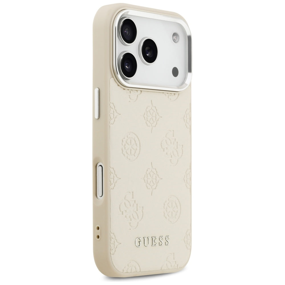MagSafe Case for Apple iPhone 17 Pro, Guess, Peony Hot Stamp Script, Beige