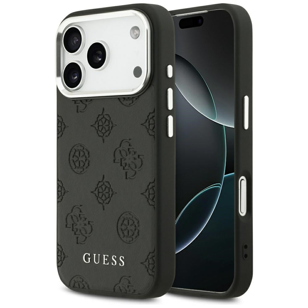 MagSafe-fodral för Apple iPhone 17 Pro, Guess, Peony Hot Stamp Script, Svart