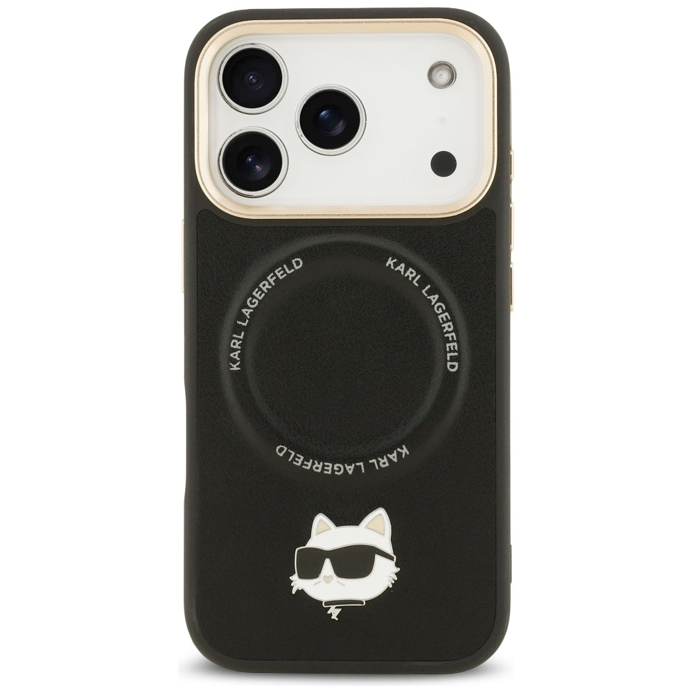 MagSafe-skal för Apple iPhone 17 Pro, Karl Lagerfeld, Big Strap Choupette Metal Logo, Svart