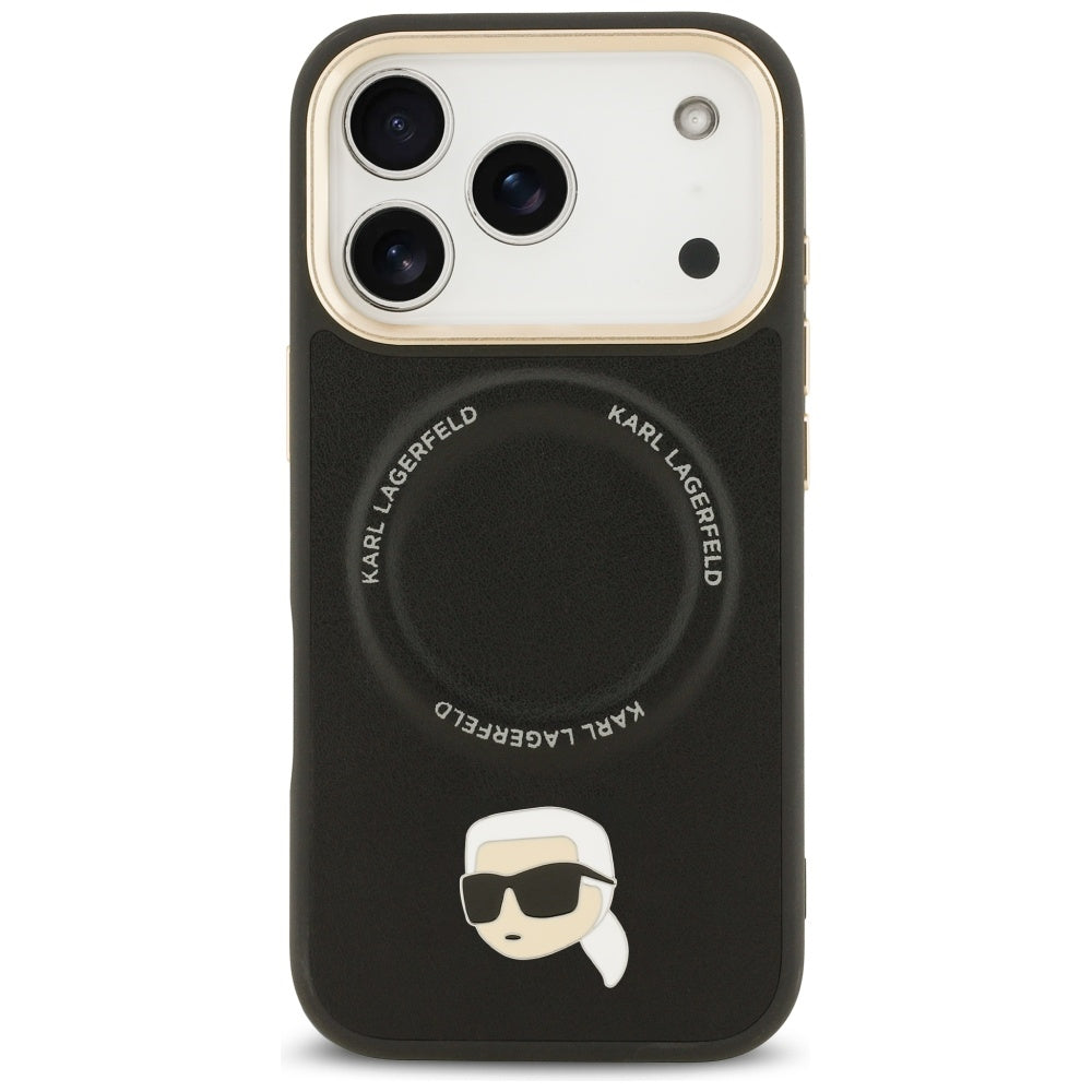 MagSafe-skal för Apple iPhone 17 Pro, Karl Lagerfeld, Big Strap Karl Metal Logo, Svart