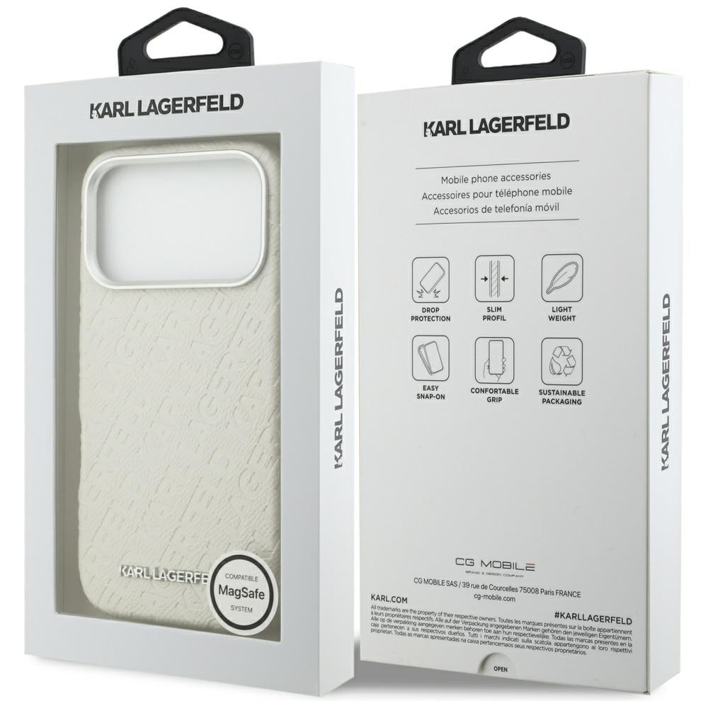 MagSafe-skal för Apple iPhone 17 Pro, Karl Lagerfeld, FW Stamped Karl, Beige
