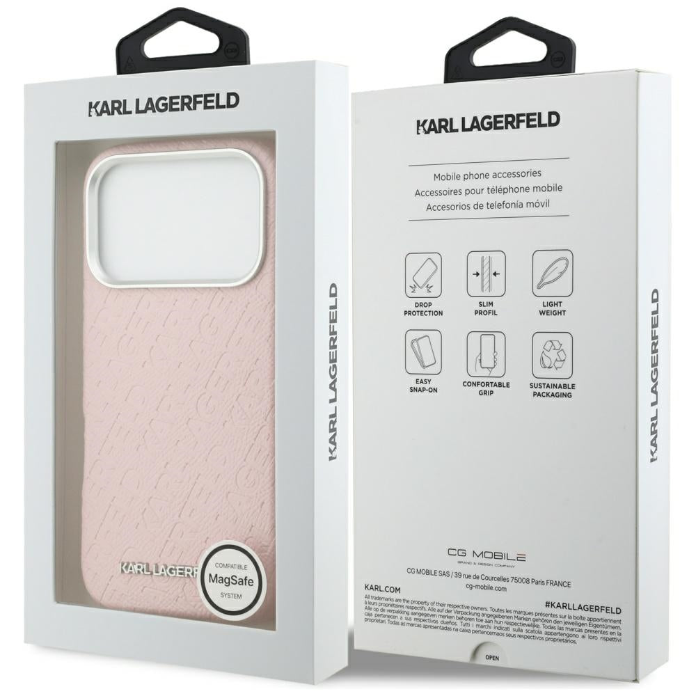 MagSafe-skal för Apple iPhone 17 Pro, Karl Lagerfeld, FW Stamped Karl, Rosa