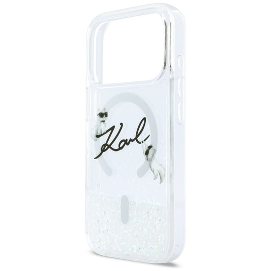 MagSafe-skal för Apple iPhone 17 Pro, Karl Lagerfeld, Glitter Karl Script Logo, Transparent