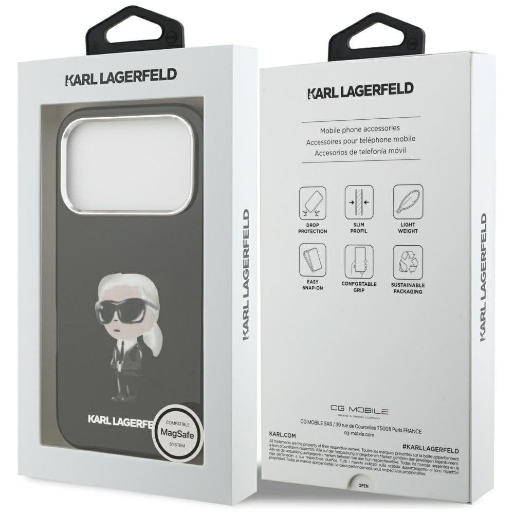 MagSafe-skal för Apple iPhone 17 Pro, Karl Lagerfeld, IML Aquarelle Karl Ikonik, Svart