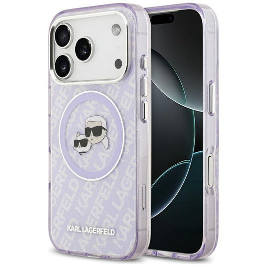 MagSafe-skal för Apple iPhone 17 Pro, Karl Lagerfeld, IML Glitter Karl & Choupette's Heads, Lila