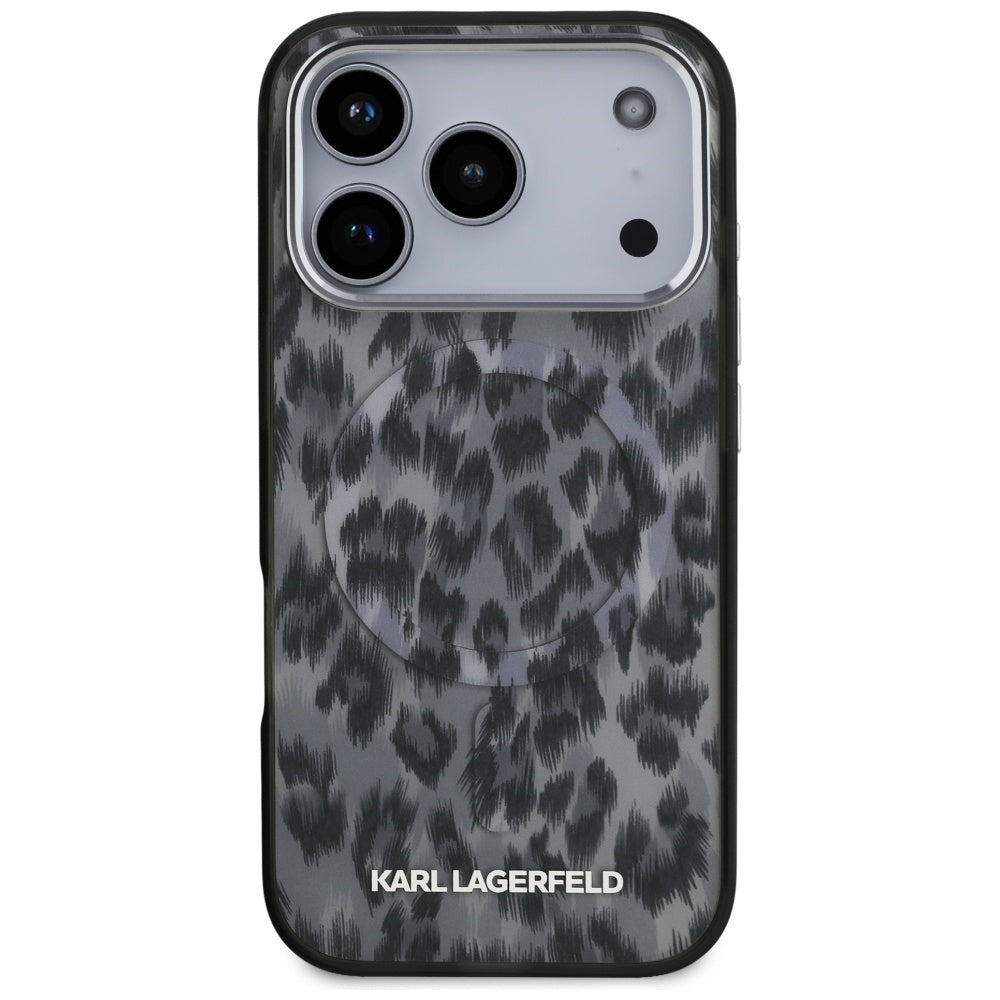MagSafe Case for Apple iPhone 17 Pro, Karl Lagerfeld, IML Leopard Pattern, Black