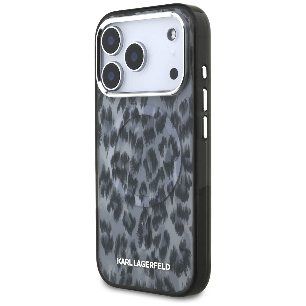 MagSafe Case for Apple iPhone 17 Pro, Karl Lagerfeld, IML Leopard Pattern, Black