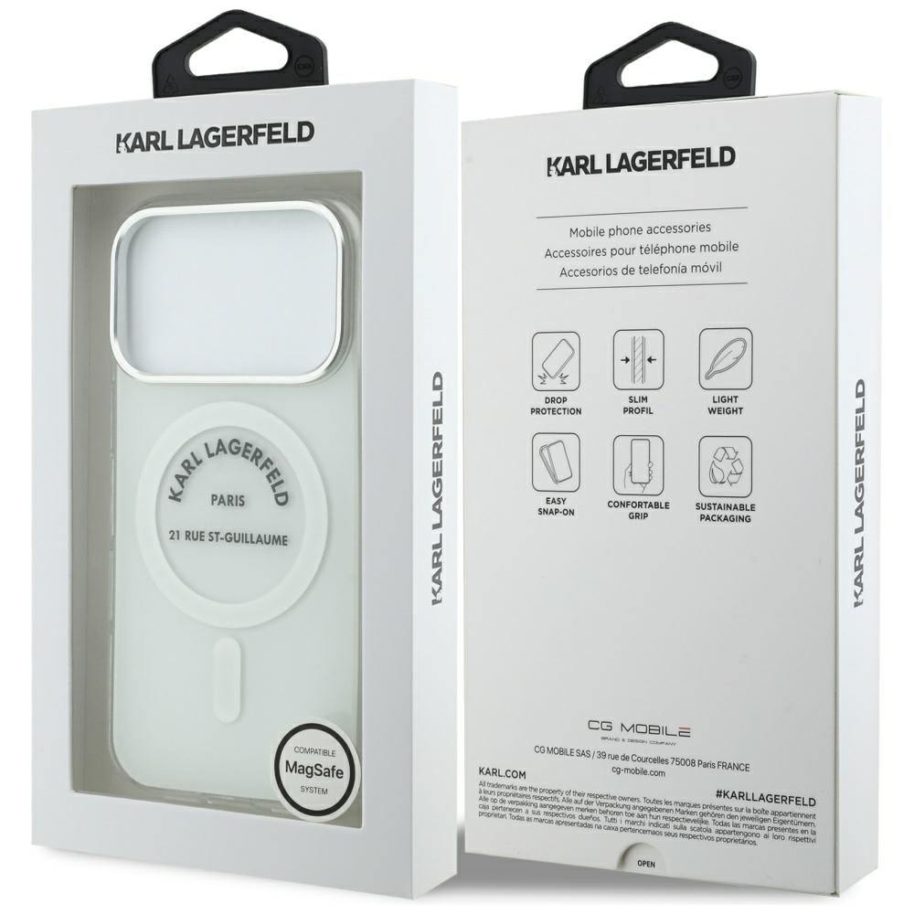 MagSafe-skal för Apple iPhone 17 Pro, Karl Lagerfeld, IML Logo RSG, Transparent