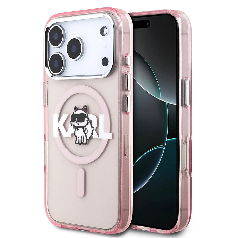 MagSafe-skal för Apple iPhone 17 Pro, Karl Lagerfeld, IML Sketch Logo Choupette, Rosa