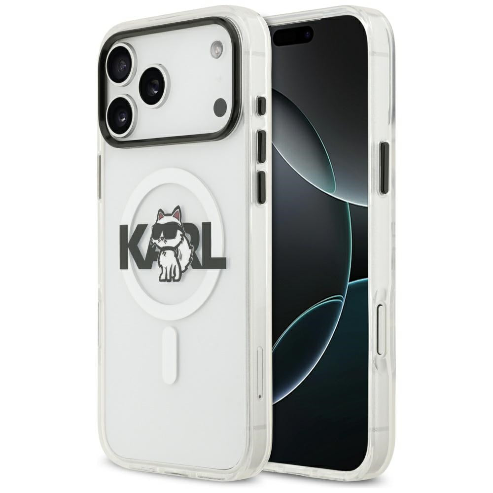 MagSafe Case for Apple iPhone 17 Pro, Karl Lagerfeld, IML Sketch Logo Choupette, Transparent