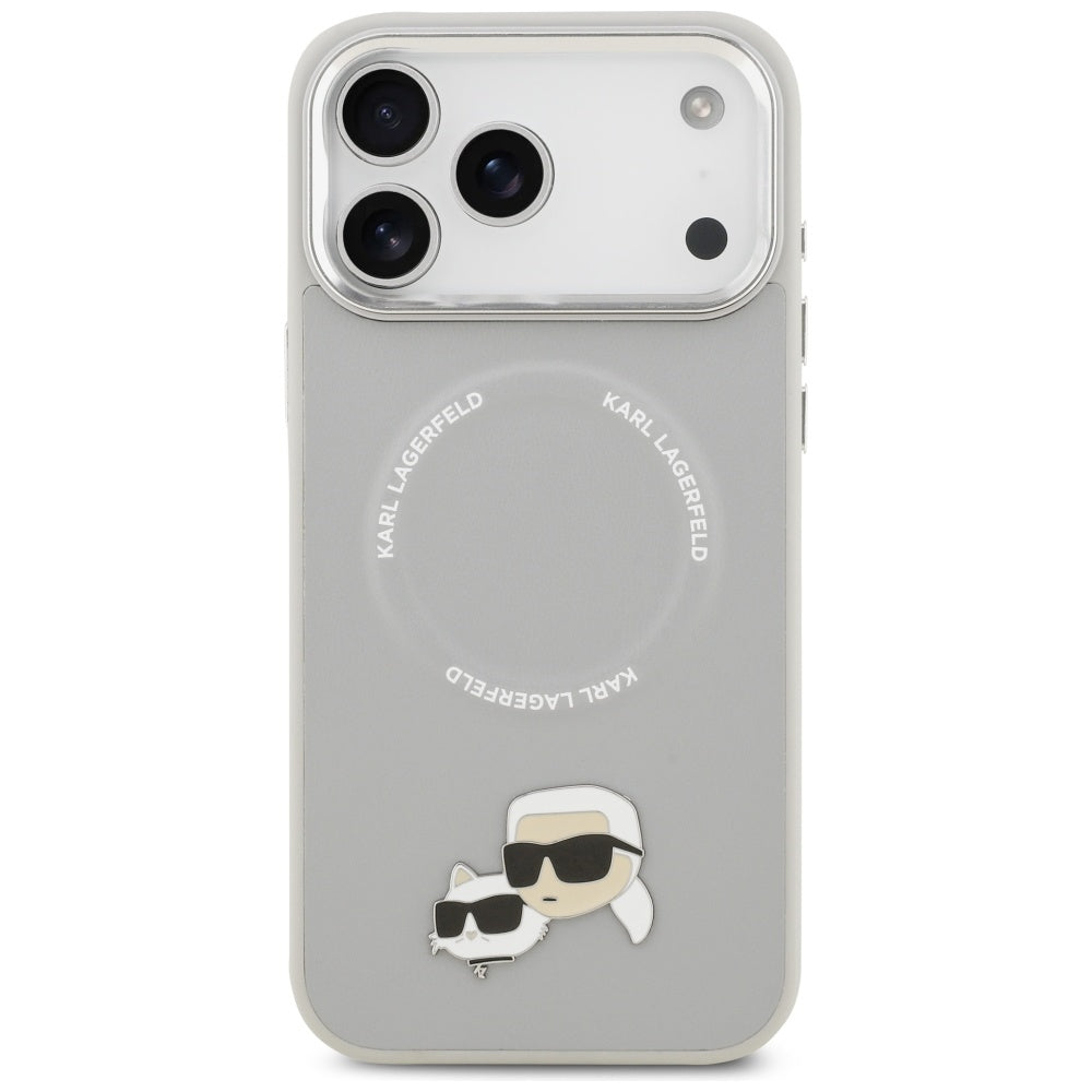 MagSafe-skal för Apple iPhone 17 Pro, Karl Lagerfeld, Karl & Choupette Pins, Grå