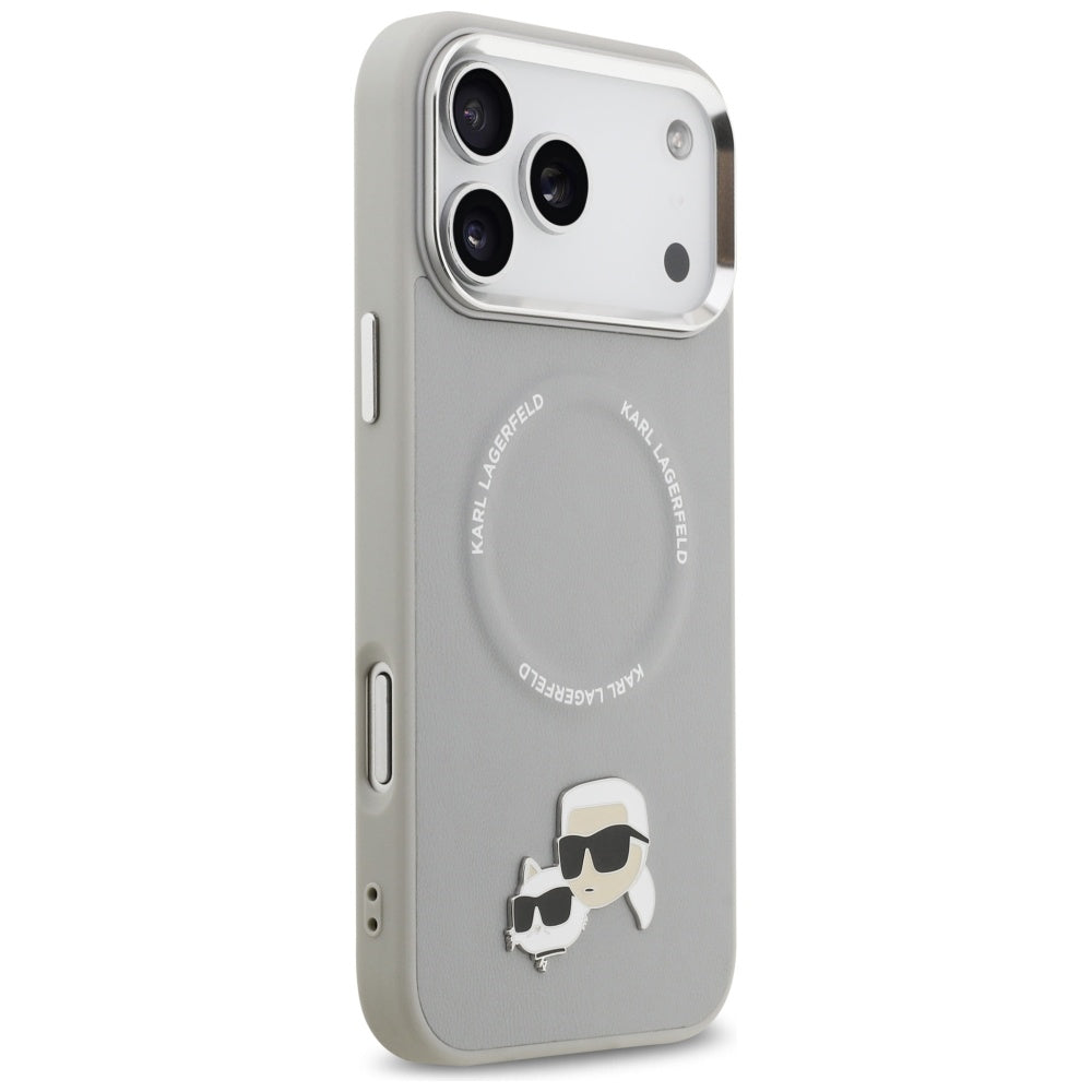 MagSafe-skal för Apple iPhone 17 Pro, Karl Lagerfeld, Karl & Choupette Pins, Grå