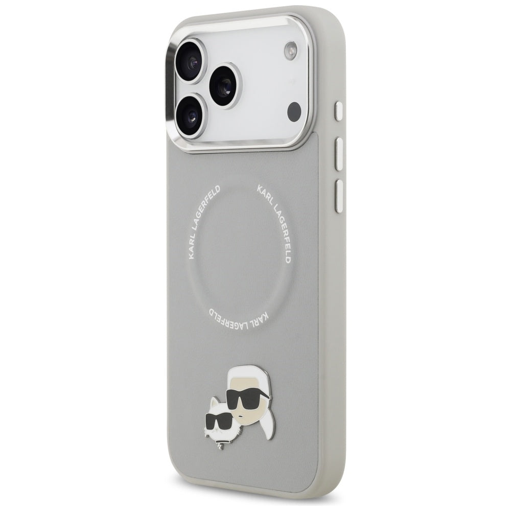 MagSafe-skal för Apple iPhone 17 Pro, Karl Lagerfeld, Karl & Choupette Pins, Grå