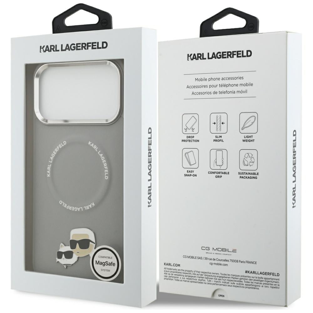 MagSafe-skal för Apple iPhone 17 Pro, Karl Lagerfeld, Karl & Choupette Pins, Grå