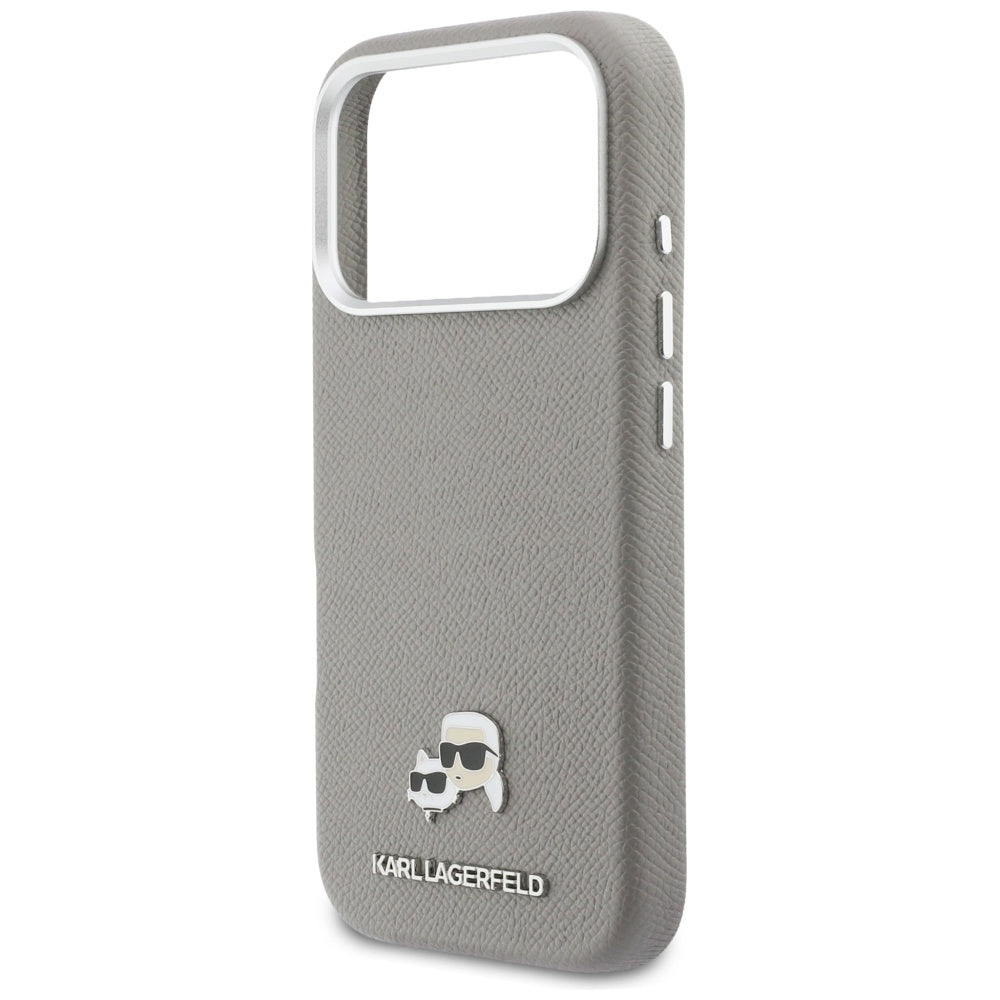 MagSafe-skal för Apple iPhone 17 Pro, Karl Lagerfeld, Saffiano Karl & Choupette Pins, Grå