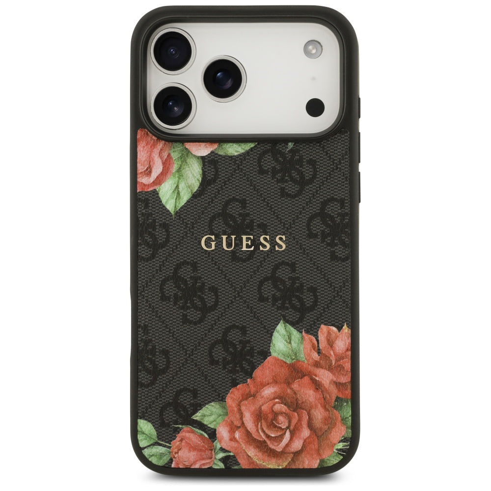 MagSafe-skal för Apple iPhone 17 Pro Max, Guess, 4G Flowers Print, Svart