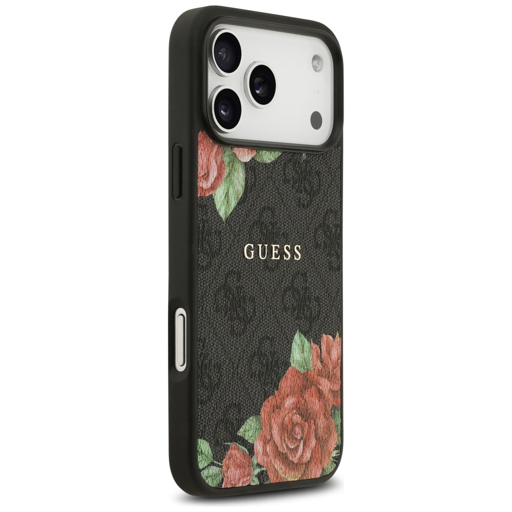 MagSafe-skal för Apple iPhone 17 Pro Max, Guess, 4G Flowers Print, Svart