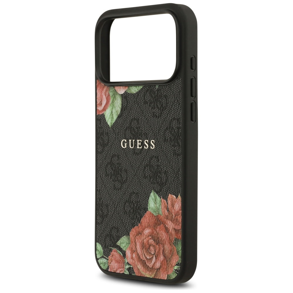 MagSafe-skal för Apple iPhone 17 Pro Max, Guess, 4G Flowers Print, Svart