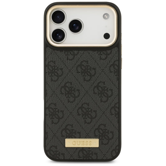 MagSafe Case for Apple iPhone 17 Pro Max, Guess, 4G Logo Plate, Black
