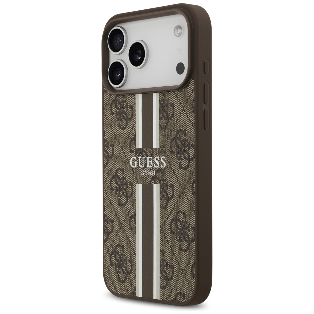 MagSafe-skal för Apple iPhone 17 Pro Max, Guess, 4G Printed Stripes, Brun