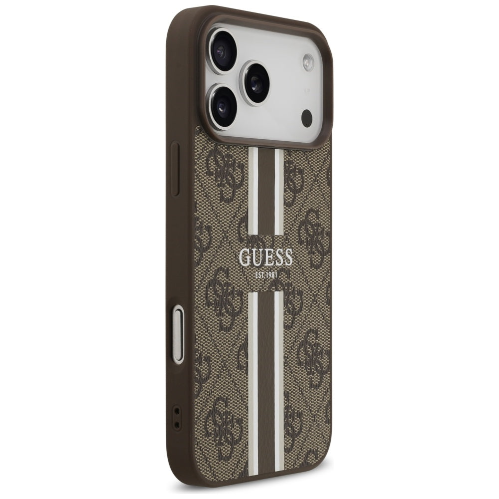 MagSafe-skal för Apple iPhone 17 Pro Max, Guess, 4G Printed Stripes, Brun