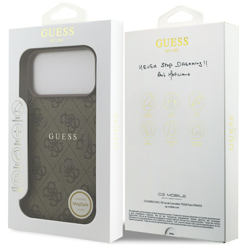 MagSafe-skal för Apple iPhone 17 Pro Max, Guess, 4G Ring Classic Logo, Brun