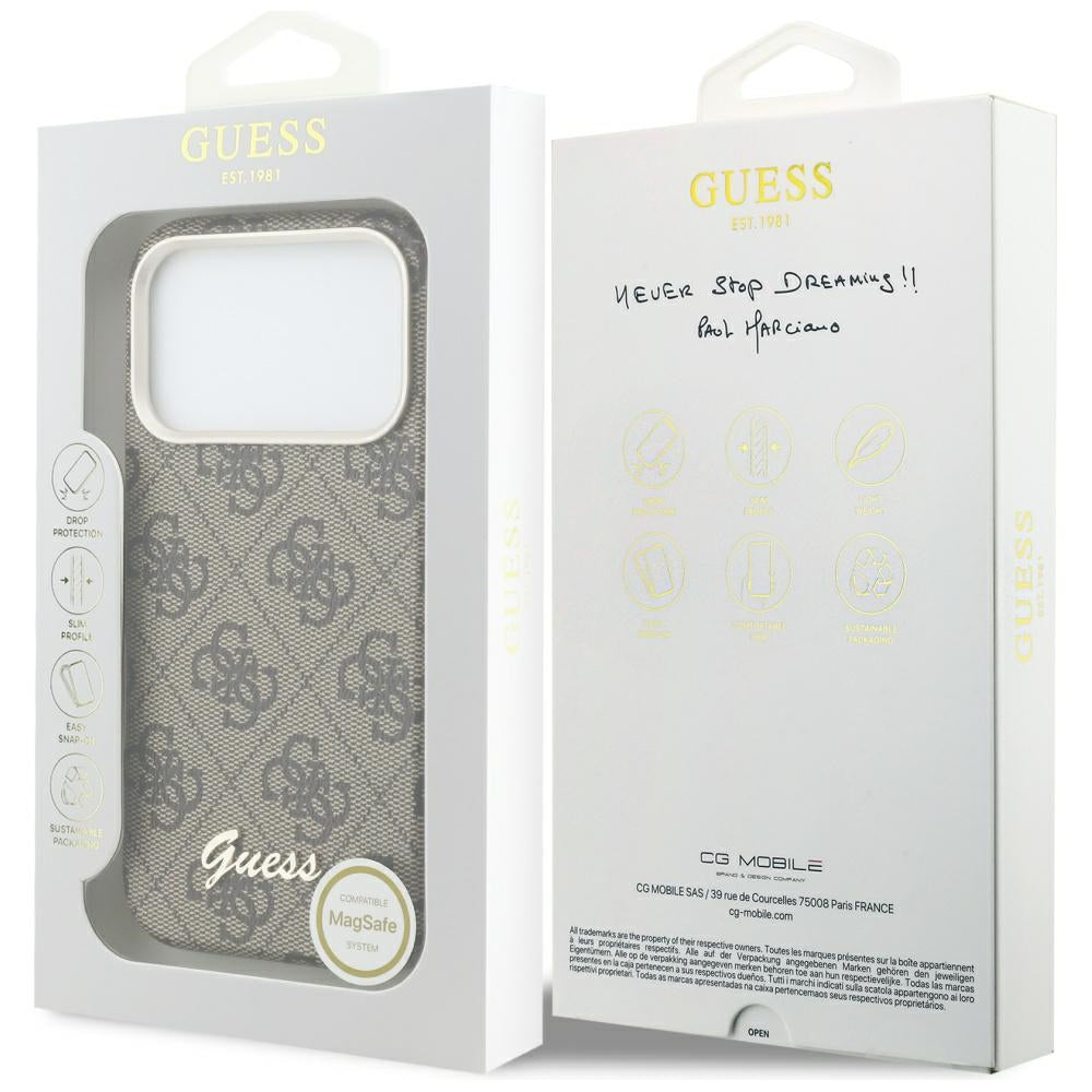 MagSafe-skal för Apple iPhone 17 Pro Max, Guess, 4G Script Logo, Brun