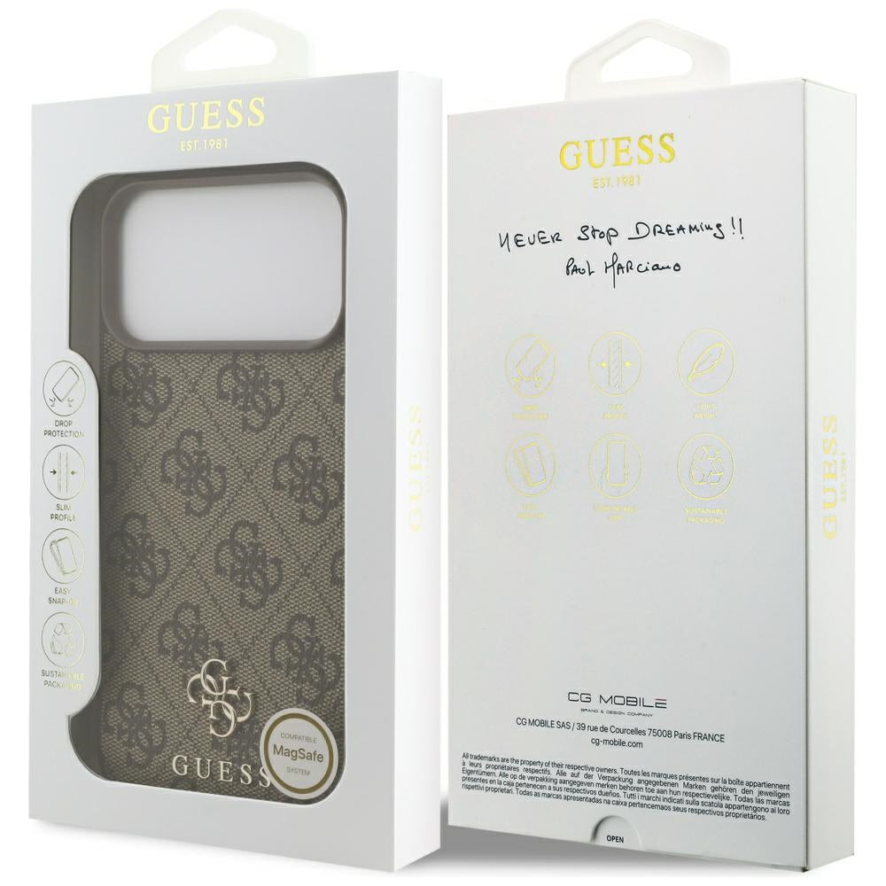 MagSafe-skal för Apple iPhone 17 Pro Max, Guess, 4G Small and Classic Logo, Brun
