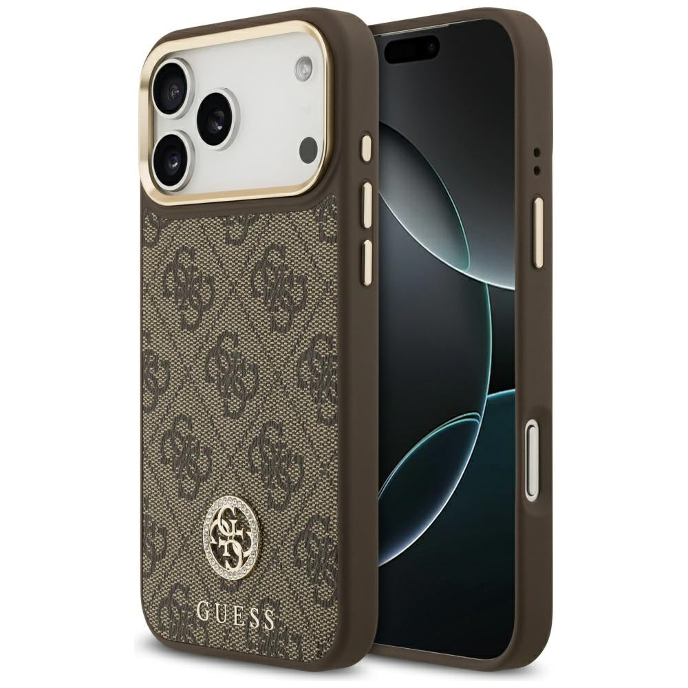 MagSafe-skal för Apple iPhone 17 Pro Max, Guess, 4G Strass Logo, Brun