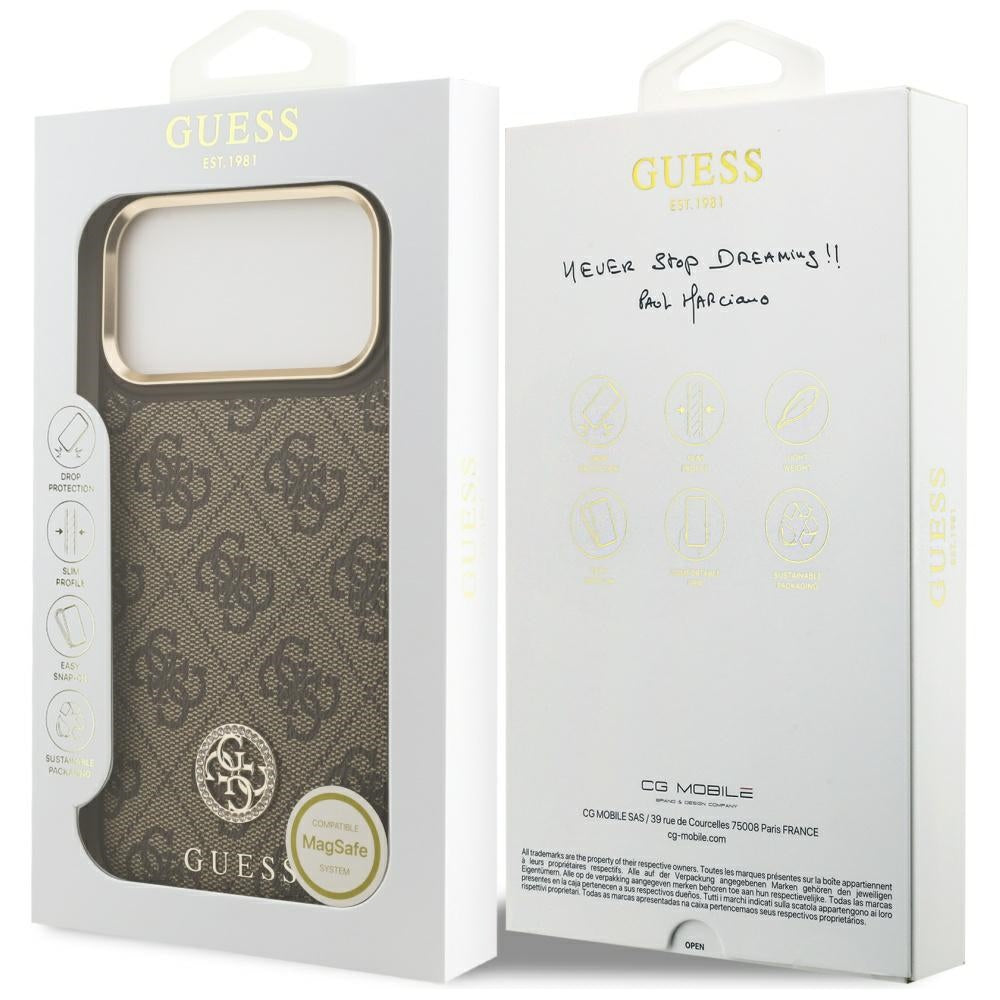 MagSafe-skal för Apple iPhone 17 Pro Max, Guess, 4G Strass Logo, Brun