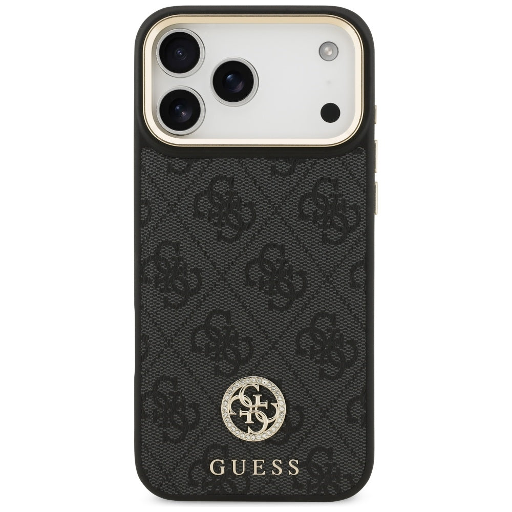 MagSafe-skal för Apple iPhone 17 Pro Max, Guess, 4G Strass Logo med Stor Rem, Svart