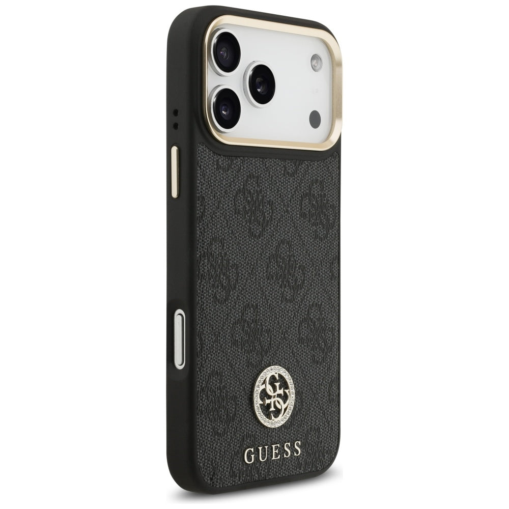 MagSafe-skal för Apple iPhone 17 Pro Max, Guess, 4G Strass Logo med Stor Rem, Svart