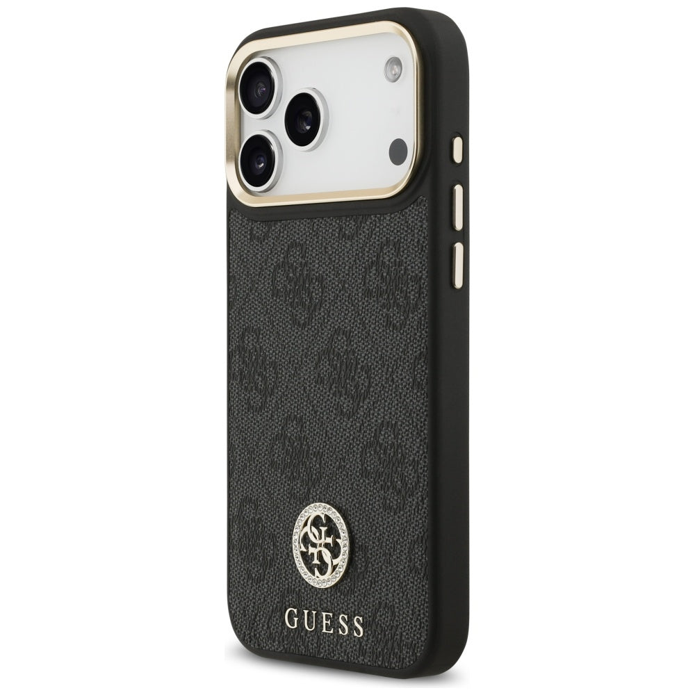 MagSafe-skal för Apple iPhone 17 Pro Max, Guess, 4G Strass Logo med Stor Rem, Svart