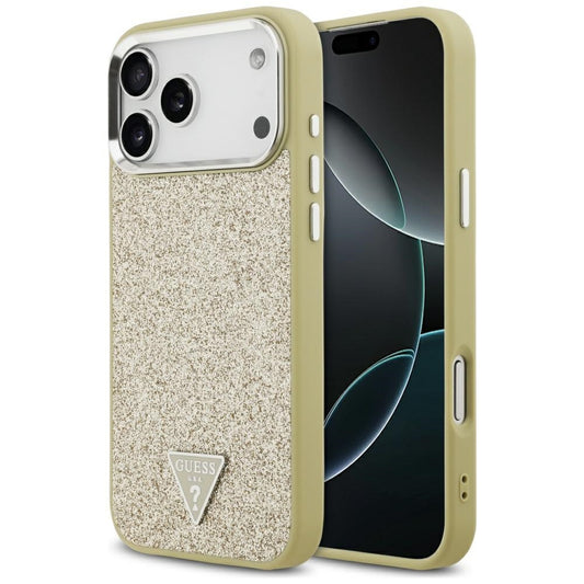 MagSafe-skal för Apple iPhone 17 Pro Max, Guess, Glitter Triangle Logo, Guld